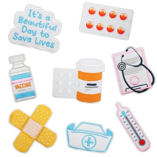 25pcs Nurse Iron on Patches, Medical Nursing Sew on Patches DIY Crafts - color: Nurse's Day, 25pcs