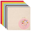 12 Sheets 12 Colors Embroidery Fabric Linen Needlework 11.8×11.8Inch - size: 11.8×11.8Inch