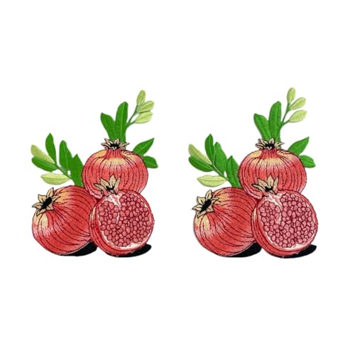 Embroidered Iron on Patches Applique, Pomegranate Embroidered - color: Pomegranate