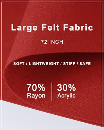 Red Felt Fabric 72" x 36", Large Stiff Craft Felt Sheet by The Yard - color: Red, size: 72" X 36" (1 Yard)