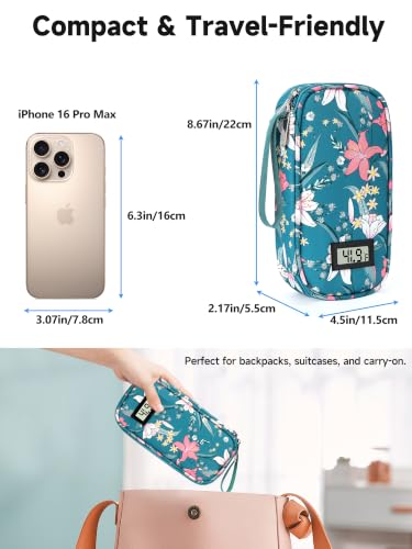 YOUSHARES Insulin Cooler Travel Case - TSA Approved Diabetic Medication Pen Cooling Bag with Temperature Display, Refrigerated Peptide Supplies Organizer Insulated Storage Kit with 2 Ice Pack - color: 11_Lily