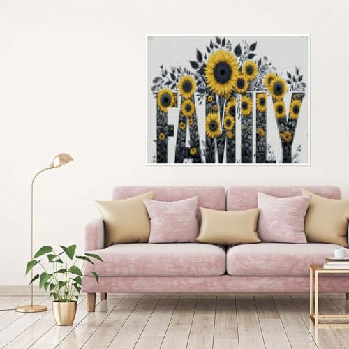 MYBISYMQQ Family Stamping Cross Stitch Kit, Flowers Counting Cross Stitch Kit for Adult Beginners, Full Line DIY Cross Stitch Stitching Kit for Home Decor Cross Stitch Patterns 15.7x11.8 inches - color: D048
