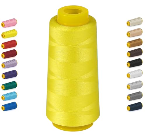 1800 Yards Serger Thread-Yellow, All Purpose Thread for Sewing - color: 008-Yellow, size: 40S/2