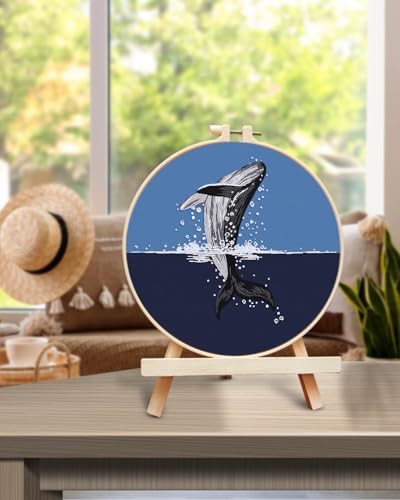 TINDTOP Embroidery Kit for Beginners Adult, Whale Embroidery Practice Kit - color: Whale