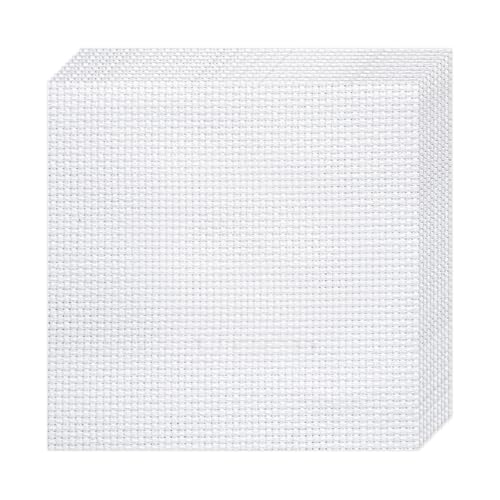 10 PCS White Aida Cloth 14 Count Cross Stitch Fabric (13.8×13.8 Inch) - size: 13.8 × 13.8 Inch