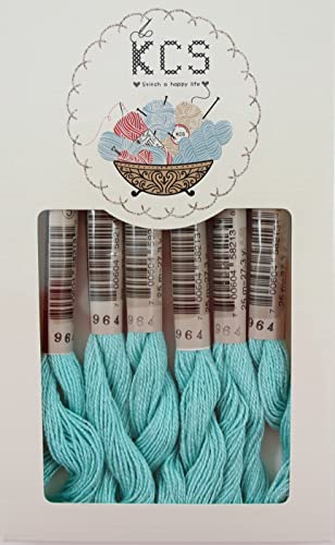 KCS 25 M/Skein Mercerized Pearl Cotton Crochet Needlepoint Thread,Size 5,6 skeins,Sea Green it - color: Sea green it