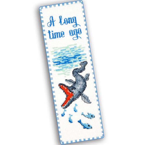 Povitrulya Dinosaur Counted Cross Stitch Kit Mosasaurus - DIY Bookmark Set for Hand Embroidery - color: Mosasaurus