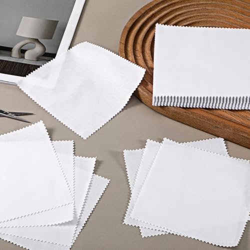 50 Pack 10-inch Cotton Fabric Squares, 10″ Precut Quilting Fabric Bundles, Solids White Charm Pack, for DIY, Beginners, Sewing, Craft (Wavy Edges) - color: White, size: 10″