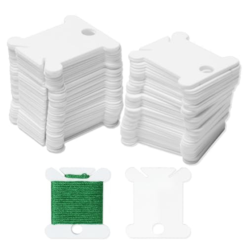 200 Pcs Embroidery Floss Bobbins, Cross Stitch Thread Storage Set, White Sewing Machine Bobbin, Plastic Thread Holder Sewing Storage for DIY Craft Cotton Thread Sewing Storage