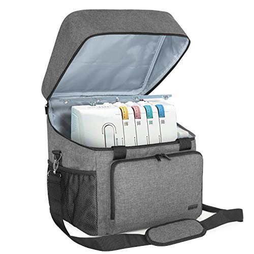 LUXJA Serger Machine Carrying Case with Bottom Wooden Board, Gray - color: Gray