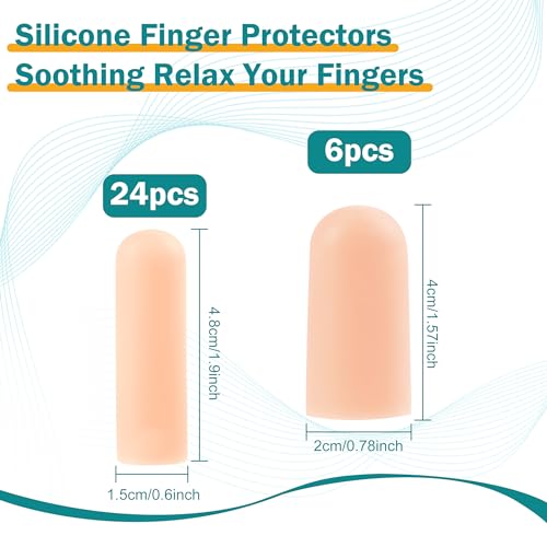 30 Pcs Gel Finger Cots, 2 Sizes, Nude