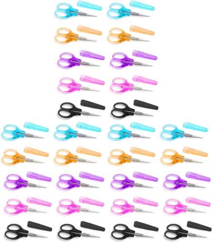 10 Pcs Small Scissors All Purpose, Stainless Steel Sharp Mini Detail Craft Scissors with Protective Cover for Embroidery, Paper Cutting, Sewing, Knitting, Crafting, 3.5" (Pack of 3) - size: 3.5 x 1.8 inches (Pack of 3)