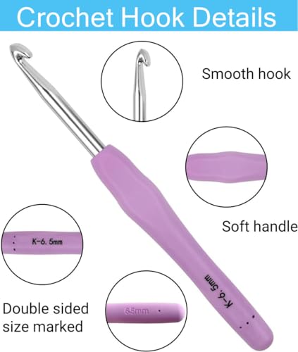 Crochet Hook Set,14 Sizes Crochet Hooks for Arthritic Hands,Crochet Hooks Ergonomic Soft Grip with Case,Crochet Needles(Size B-Size N) - color: light blue