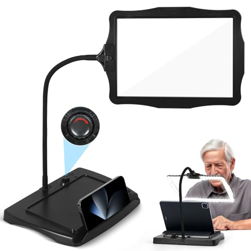 Magnifying Glass with Light and Stand 50 Ultra-Bright LEDs Large Magnifying Lamp with Light Magnifying Glass on Stand Hand-Free with 360° Flexible Gooseneck for Close Work Reading Repair Crafts - color: Black
