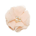Chenkou Craft Pack of 12pcs Chiffon Flowers Ribbon Bows W/Beads 2-3/8" (60mm) Appliques Wedding Decor Bulk Lots (Peach) - color: Peach