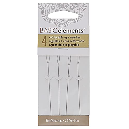 The Beadsmith Basic Elements Collapsible Eye Needles – 2.5 Inch Long – Flexible Twisted Wire – Large Eye, Easy to Thread – 4 Fine Needles - size: Fine - 2.5" Long - 4 Needles