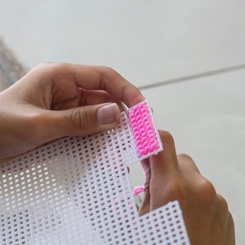 MECCANIXITY 6pcs 13"x20" Plastic Mesh Canvas Sheet 8 Count Needlepoint Blank Canvas Square for Embroidery Knit Crochet Acrylic Yarn Crafting, White