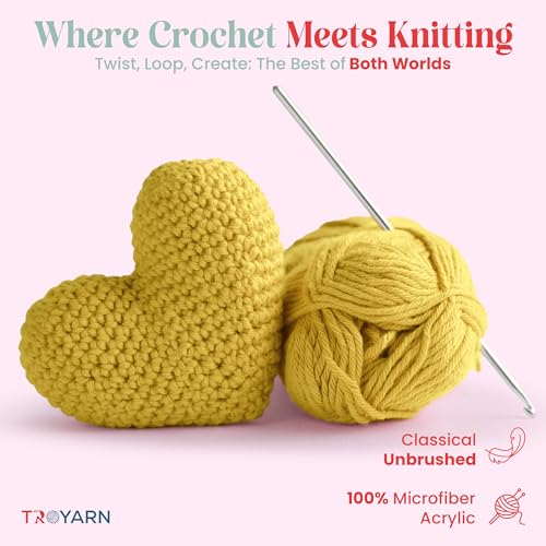 TROYARN Summer (2- Skeins Pack) Silk Effect Hand Knitting Yarn Crochet Art Lace Craft 100% Microfiber Acrylic 2x100 gr (2x383 yds) (105110 - Daisy) - color: 105110 - Daisy, size: 2 Skein