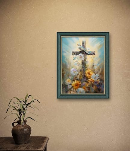 Leczany Cross Stitch Stamped Kit for Beginner - Birds and Crosses | DIY Embroidery Starter Patterns Craft Kit Needlepoint for Adults | 11CT, 3 Strands | 13x16.9 inches - color: 11CT Stamped kits,Birds and Crosses 13x16.9 inches