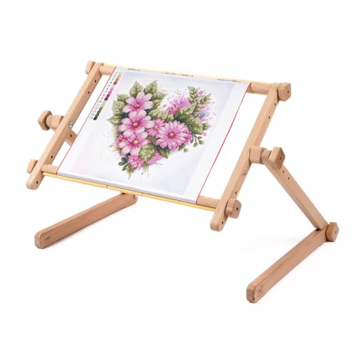 Needlework Table and Lap Hands-Free Stand with Adjustable Frame Chaffinch Tapestry Cross Stitch Embroidery Frame Holder (Beige, 11.8" x 15.7") - size: 11.8" x 15.7"