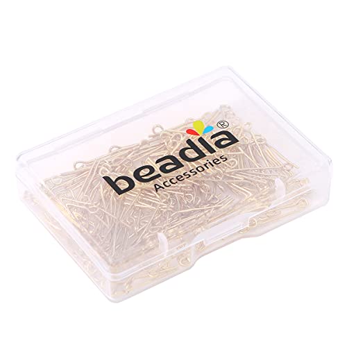 BEADIA 14K Gold Plated Open Eye Pins Non Tarnish 20mm 200pcs for Jewelry Making Findings - color: Open Eye Pins 14k Gold, size: 20x0.7mm