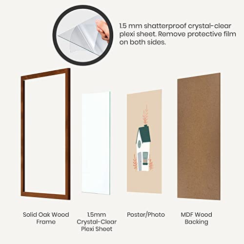 Opposite Wall - 8.5 x 11 in - Dark Solid Oak Wood Picture Frames - Lightweight, Versatile & Shatterproof - Wall Hanging & Tabletop Photo Frame - Office, Gallery & Home Decor - color: Dark Oak, size: 8.5x11 in