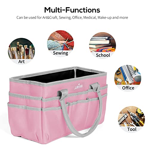 JJRING 600D Nylon Craft & Art Organizer Tote Bag With Pockets, Pink - color: Pink, size: Small