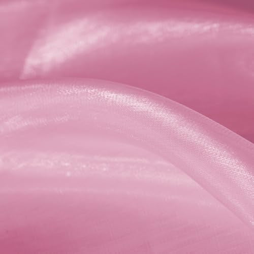 Pink Organza Fabric by The Yard, 44" Wide Sheer Fabric 1 Yard - color: Pink, size: 1 yard pre cut