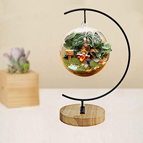 YY YEARCHY 11-inch Ornament Display Stand with Wooden Base Metal Hook Tabletop Holder for Hanging Glass Globe Ball Gifts(1, Black) - color: Black