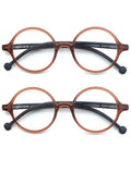 Round Reading Glasses for Women Men Blue Light Blocking Circular Readers Unisex Ultra Lightweight Circle Eyeglasses - color: 2 Pairs of Brown Reading Glasses