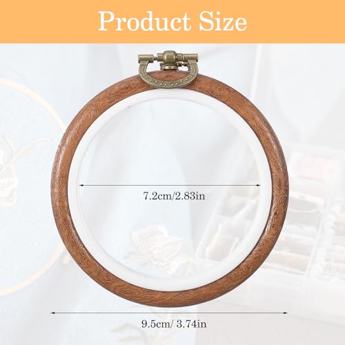2 Pack Cross Stitch Hoop Imitated Wood Embroidery Frame Embroidery Hoops 3 Inch Round Plastic Embroiderys Hoop for Art Craft Sewing and Hanging Ornaments Decor - size: 3 Inch