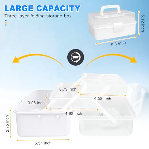 10Inch Tackle Box Organizer and Storage,Three-Layer Sewing Box With 2 Trays - color: White