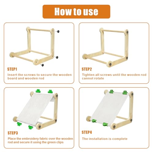 2 Pack Adjustable Wooden Embroidery Stands for Cross Stitch w 2 Sizes Rods