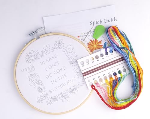 FUNATIC Please Don't Do Coke in The Bathroom Fun Embroidery Kit for Adults - color: Don't Do Coke