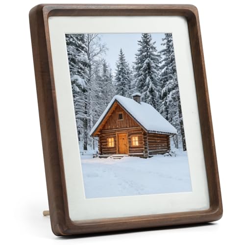 8x10 Solid Walnut Wood Picture Frame Matted to 5x7/6x8 - size: 8×10