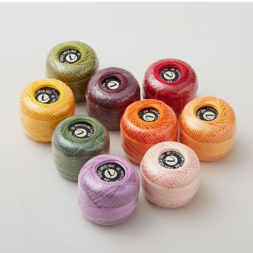 Missouri Star Autumn Wishes Perle Cotton Floss Pack – 9 Vibrant #8 Perle Cotton Embroidery Thread Balls for Fall Quilting, Hand Stitching & Peel & Stitch Projects - color: Autumn Wishes Perle Cotton Floss Pack