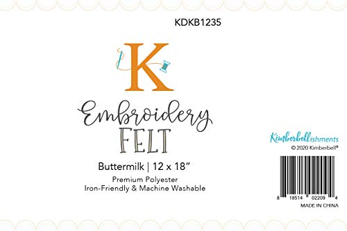 Kimberbell Felt Sheet, Color: Buttermilk, Size: 12 x18, Thickness: 1.4 mm, Iron-Friendly & Machine Washable, Machine Embroidery, Quilting & Sewing - KDKB1235 - color: Buttermilk