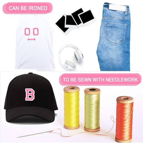 Boao 104 Pcs Iron on Letters Patches for Fabric,Pink - color: Pink