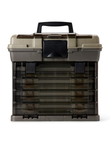 Plano Guide Series StowAway 4-By Rack System Tackle Box, Holds 4 3700 Utility Tackle Boxes, Quick-Access Top Storage with DuraView Lid, Durable Construction, Flexible, Adaptable Fishing Box