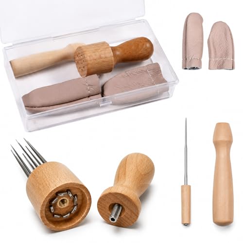 Needle Felting kit Tool Set - 8-Needle Wood Handle Wool Felt Stitch Punch Tool, Includes Single Needle Holder, Finger Cots & Storage Case - Essential Accessories for Needle Felting & Wool Crafting - color: Multi-color/4 pcs
