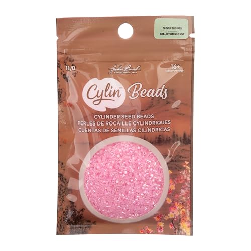 John Bead 25g Cylin Beads Pink Glow in Dark AB 11/0 Glass Cylindrical Seed Beads for Jewelry Bracelets Necklaces Earrings Making Embroidery - color: Pink Glow in Dark AB