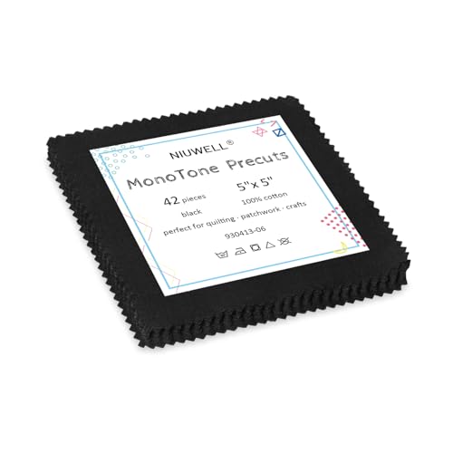 Pre-Cut Cotton Fabric Squares (42pcs 5'' Black) - color: 42pcs 5'' Black