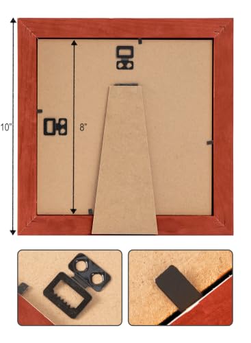 Rustic Wooden Square Picture Frames 8x8 - Set of 2-100% Natural Solid Eco Wood with Real Glass for Wall Mounting and Tabletop Photo Frame - Red - color: Red