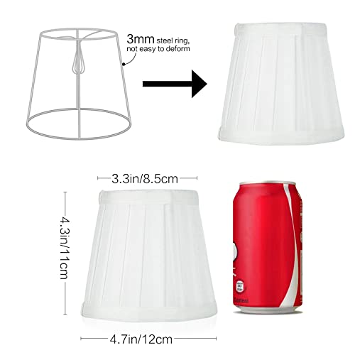 Fuloon Clip on Chandelier Lamp Shades, 3.3x4.3x4.7 in, Small Sconce Shades for Candelabra Bulbs, European/French Country/Modern Style(6 Pack, White Pleats) - color: White Pleats, size: 6 Pack
