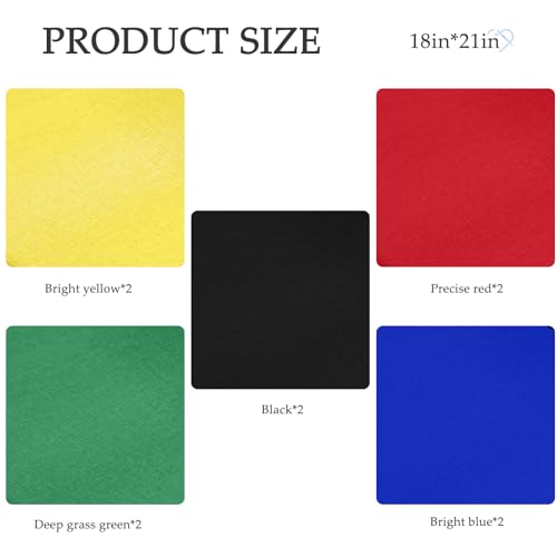 10 Pieces 18 x 21 Inches Cotton Fabric Precut Quilting Fabric Bundles Solid Colors Layer Cakes Quilt Material for DIY Craft Sewing Embroidery (Black Green Red Yellow Blue Set) - color: Black Green Red Yellow Blue
