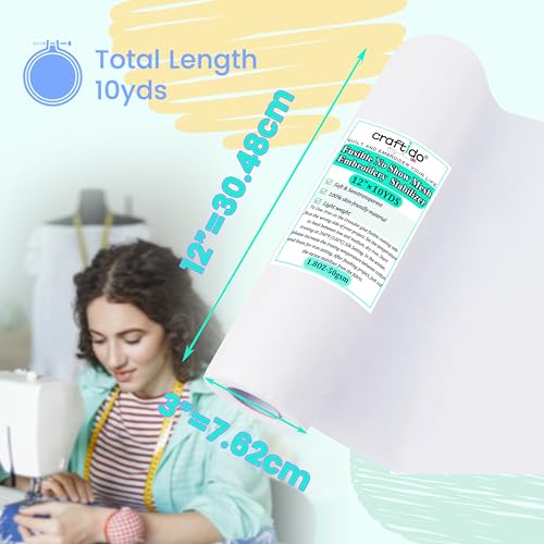 Craftido Fusible No Show Mesh Embroidery Stabilizer -12" x 10 Yd/Roll - size: Fusible no show mesh 12"x10yd roll