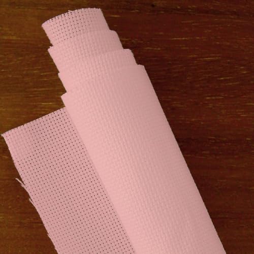 Essentials By Leisure Arts Aida Cloth, 14 Count, Medium Pink, Cross Stitch Fabric, Embroidery Fabric, Cross Stitch Supplies for Crafting, Stitching, and Sewing Projects 15X18