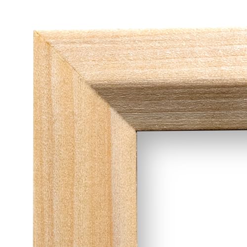 Unfinished Raw Wood 12x16 Picture Frame Beveled .84" Inch Wide - Unfinished Raw Wood Wall Decor Handmade Solid Wood Frames with Preinstalled Hangers and UV Blocking Plexiglass 16x12 Frame - color: Unfinished, size: 12x16