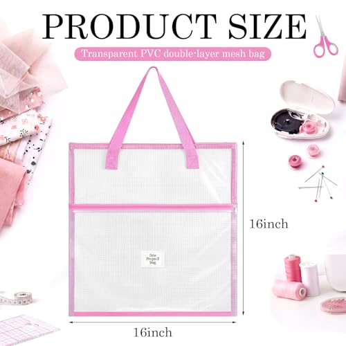 Cosblank 16x16inch Sew Project Bag Jumbo Needlepoint Project Bag, Pink - color: Pink