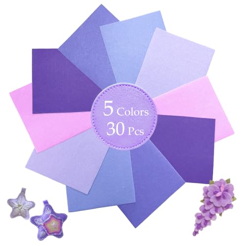 30Pcs Stiff Felt Sheets, 1mm Thick Felt Fabric Squares for Sewing & DIY - color: Purple Series